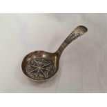 SMALL ORNATE GEORGIAN SILVER STRAINER MAKERS MARK T.W. LONDON 1818