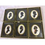 SET OF 6 GILT TINTED PORTRAIT SILHOUETTES OF THE GREAT COMPOSERS, SIGNED IN PENCIL