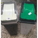 2 PLASTIC WASTE PAPER BINS WITH LIDS