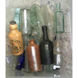 CARTON OF APPROX 20 MAINLY GLASS BOTTLES