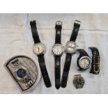 TUB OF WATCHES INCL; TISSOT, SEA STAR CRONOCRAFF, ROTARY A/F, 3 OTHERS & A BOXED ELLESSE WATCH