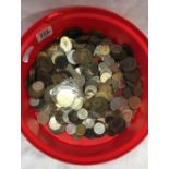 TUB OF MISC BRASS, COPPER & CUPRO NICKEL COINAGE