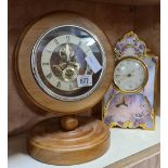 MODERN HEIRLOOM PORCELAIN CLOCK BY LARRY MARTIN & 1 WOOD & GILT BATTERY CLOCK