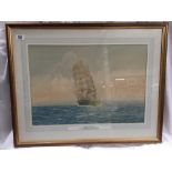 E TUFNELL, WATERCOLOUR OF THE CLIPPER SHIP, SIMBA SIGNED & INSCRIBED
