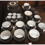 HORNSEA CONTRAST DINNER SET, SOUP BOWLS, DINNER PLATES ETC