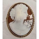 OVAL 9ct FRAMED CAMEO BROOCH