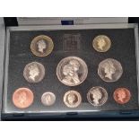 1997 ROYAL MINT PROOF COIN COLLECTION 10 COINS IN PROTECTIVE PLASTIC IN BLUE LEATHERETTE CASE AND