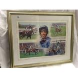 COLOURED LIMITED EDITION HORSE RACING PRINT BY STEVEN SMITH, SIGNED & NUMBERED 135, ENTITLED ''