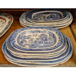 QTY OF BLUE & WHITE MEAT PLATES