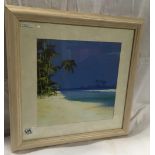 JOHN HORSEWELL, CARIBBEAN SANDY BEACH WITH PALM TREES, SIGNED [PRINT?]