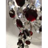 RED & CLEAR GLASS CHANDELIER A/F