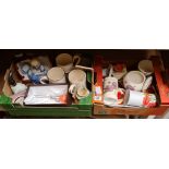 2 CARTONS OF MISC CHINAWARE INCL; MUGS, GLASS BELL & FIGURINE