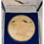 1997 THE WASHINGTON MINT USA ONE QUARTER POUND FINE SILVER COIN PLATED WITH 14CT GOLD, 124 GRAMS, 89