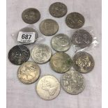 FOURTEEN CROWN SIZED COINS