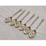 6 HANOVERIAN SILVER RAT TAIL COFFEE SPOONS - B'HAM 1927