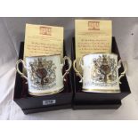 2 BOXED ROYAL STAFFORDSHIRE BONE CHINA ROYAL WEDDING LOVING CUPS