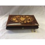 BROWN VENEER INLAID MUSIC BOX