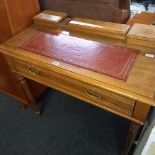 RED LEATHER TOP SIDE TABLE WITH DRAWER