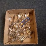 CARTON OF CUTLERY & A BOXED CUTLERY SET ETC