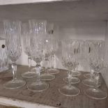 DECANTER & STOPPER WITH TUMBLERS, CHAMPAGNE FLUTES ETC