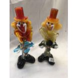 TWO GLASS CLOWNS POSSIBLY BY MURANO