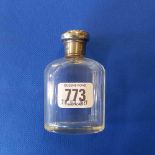 A SILVER MOUNTED SCENT BOTTLE WITH GLASS BODY - LONDON 1914