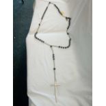 CROSS & BEADS WITH METAL CHAIN & CRUCIFIX A/F