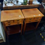 PAIR OF YEW WOOD BEDSIDE TABLES WITH DRAWERS