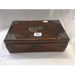 OAK METAL MOUNTED CIGAR BOX WITH 2 CORONA HAVANA UNICO CIGARS