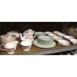 SHELF WITH PART SET OF COLCLOUGH BONE CHINA & OTHER CHINAWARE