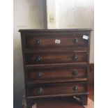 REPRODUCTION MAHOGANY SMALL CHEST OF 4 DRAWERS