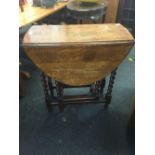 OAK DROP FLAP BARLEY TWIST LEG TABLE