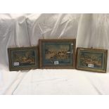 PAIR OF FINELY DETAILED CORK DIORAMAS OF RIVER SCENES TOGETHER WITH A SIMILAR LARGER EXAMPLE