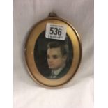 PORTRAIT MINIATURE ON IVORY OF A GENTLEMAN, C1945, LABEL TO REVERSE, MARKED ALAN TURING