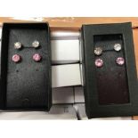 2 BOXES OF CRYSTAL STUD EARRINGS