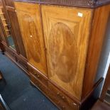 INLAID GEORGIAN LINEN PRESS WITH 3 DRAWERS