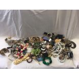BAG OF JEWELLERY INCL; WATCHES ETC