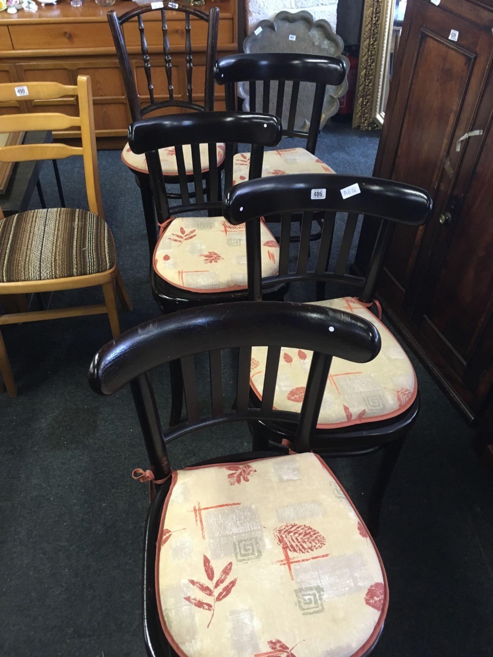 4 MATCHING BENTWOOD CHAIRS & 1 OTHER