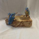 PAIR OF PAUL DU BOIS BIRD FIGURE VASES & A PAIR OF PARROT FIGURES A/F