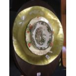 LARGE GLASS FRUIT BOWL & 2 CHINA DISHES