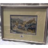 ELSIE W. NEVE, A SUMMER VIEW OF A DEVON VILLAGE STREET, WATERCOLOUR, SIGNED