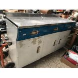 STAINLESS STEEL RETRO STYLE 3 DRAWER & 3 DOOR KITCHEN COUNTER