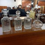 4 GLASS DECANTERS & STOPPERS