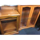 STAG GLAZED DISPLAY CABINET & A TEAK HI-FI CABINET