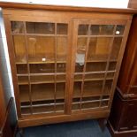 OAK GLAZED DISPLAY CASE WITH DRAWER