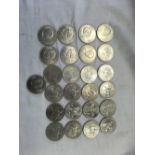 A BAG OF 25 COMMEMORATIVE CROWNS, CHURCHILL, SILVER JUBILEE ETC.