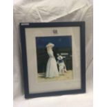 WATERCOLOUR OF A LADY IN A WHITE DRESS WITH CHILD IN SAILOR SUIT BESIDE THE SEA, SIGNED J BINGHAM