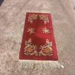 DARK RED & FLOWER PATTERNED RUG