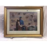 COLOURED HORSE-RACING PRINT ENTITLED ''FRANKIE DETTORI'S ASCOT SEVEN'' CELEBRATING THE JOCKEY'S