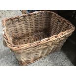 LARGE WICKER BASKET WITH ROPE HANDLES